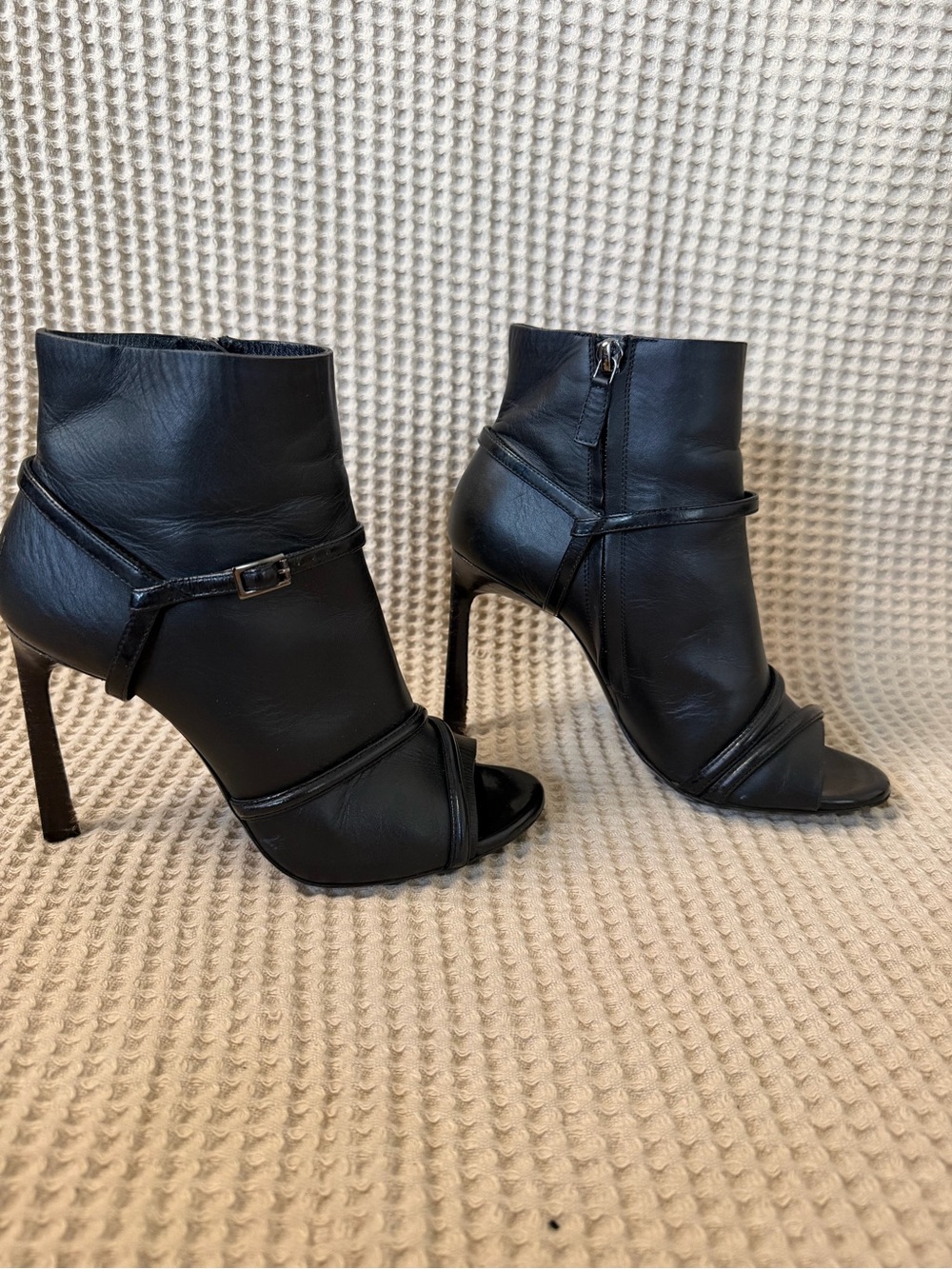 Lanvin Black Leather Open Toe Harness Ankle Booties EU36 US 6